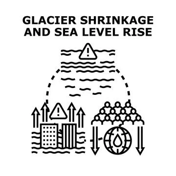 Global warming causing sea level rise and population impact Stock Illustration