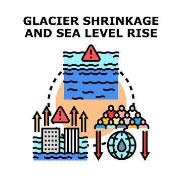 Global warming causing sea level rise and population impact Stock Illustration