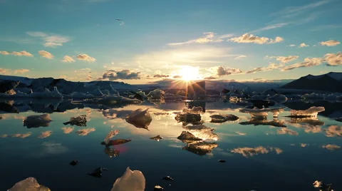 Global Warming Climate Change Concept. Icebergs in Glacier Lagoon. Stock Footage 52084607