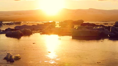 Global Warming Climate Change Concept. Icebergs in Glacier Lagoon. Stock-Footage 52084869