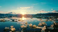 Global Warming Climate Change Concept. Icebergs In Glacier Lagoon. Stock Footage