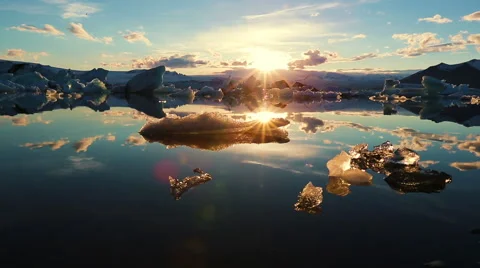 Global Warming Climate Change Concept. Icebergs in Glacier Lagoon. Stock Footage 52318498