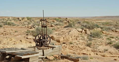 Global Warming Climate Change Drought Abandoned Wasteland Locked Wide Stock Footage 49656413