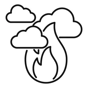 Global warming climate change icon with fire and clouds Illustrazione stock