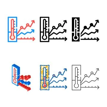 Global warming color icon vector symbol mix Stock Illustration