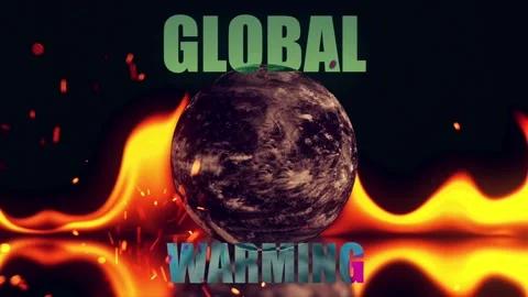 Global Warming Concept. 3D Earth Rotating And Warming Up With A Flame Stock Footage 138577651