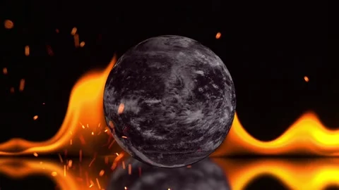 Global warming concept with a buring Earth with sparks and flames Stock Footage 138577551