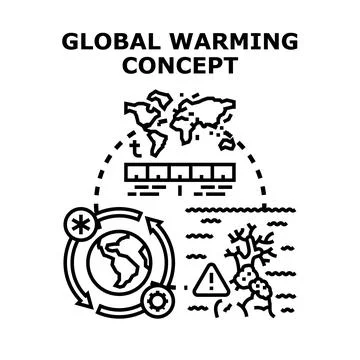 Global warming concept causing climate change impact Stock Illustration