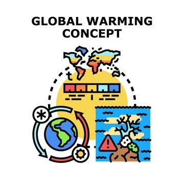 Global warming concept causing climate change impact Stock Illustration