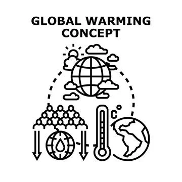 Global warming concept causing planet temperature rise Stock Illustration