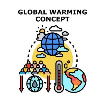 Global warming concept causing planet temperature rise Illustrazione stock