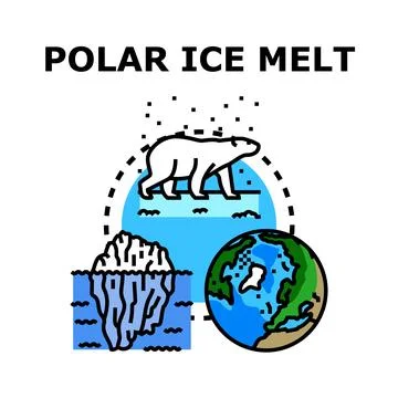 Global warming concept causing polar ice melt affecting planet Stock Illustration