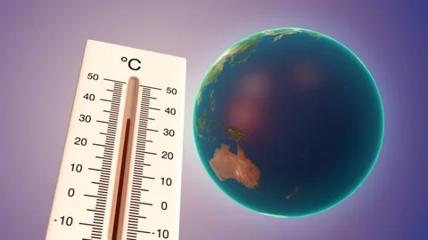 Global warming concept with the Earth and thermometer Stock Footage 273129869
