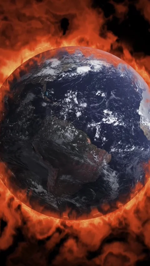 Global warming concept. Earth globe burning for climate changes. World pollution Video stock 293696401