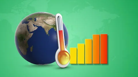 Global Warming Concept with Increasing Temperature Graph Stock Footage 330591033