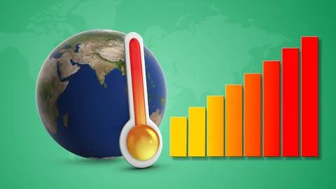 Global Warming Concept with Increasing Temperature Graph イラスト素材