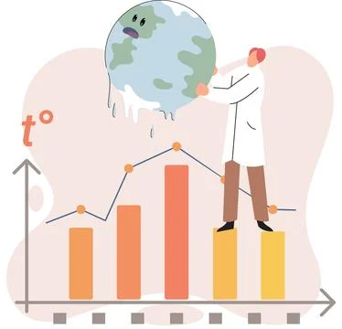 Global warming concept. Scientist studies rising temperatures on planet Earth Ilustración de archivo