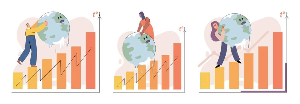 Global warming concept. Scientist studies rising temperatures on planet Earth Ilustración de archivo