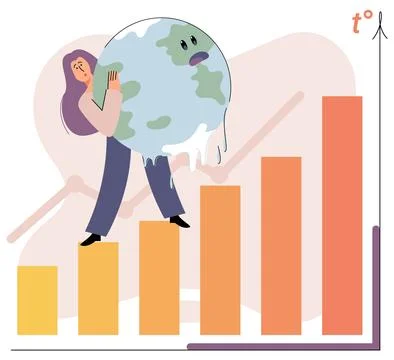 Global warming concept. Scientist studies rising temperatures on planet Earth Ilustración de archivo