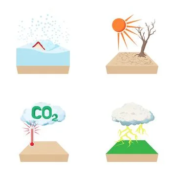 Global warming concept showing extreme weather conditions Stock Illustration