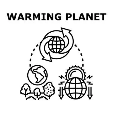 Global warming concept showing planet temperature rise Stock Illustration