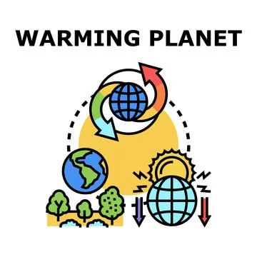 Global warming concept showing planet temperature rise Stock Illustration