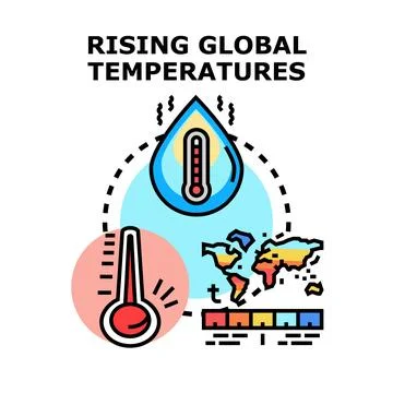 Global warming concept showing rising temperatures and climate change Stock Illustration
