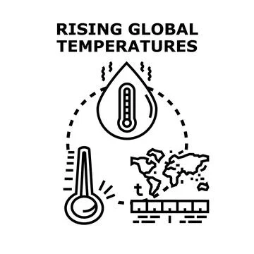 Global warming concept showing rising temperatures and climate change Stock Illustration