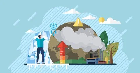 Global warming. Dioxide, ghost haunting atmosphere, narrates story greenhou.. Stock Illustration