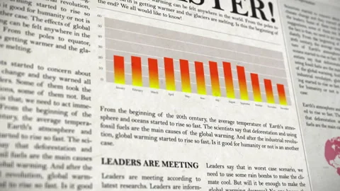 Global Warming Disaster Alert Newspaper and Graphs Stock Footage 154932780