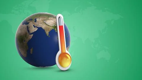 Global Warming Earth Temperature Rising Thermometer 스톡 일러스트