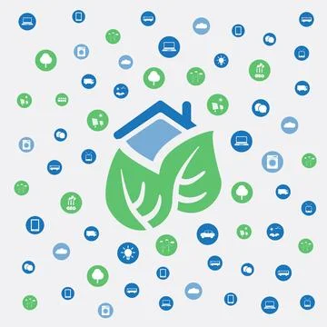 Global Warming, Eco Friendly Home, Smart Online Connected Household Automat.. 스톡 일러스트