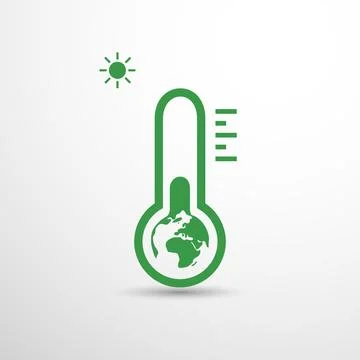 Global Warming, Ecological Problems and Solutions - Thermometer Icon Design.. Stock Illustration