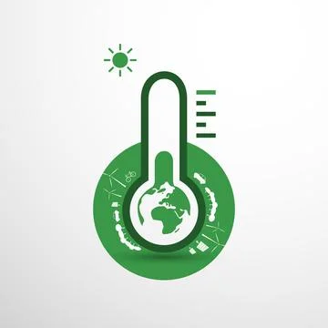 Global Warming, Ecological Problems and Solutions - Thermometer Icon Design.. Stockillustratie