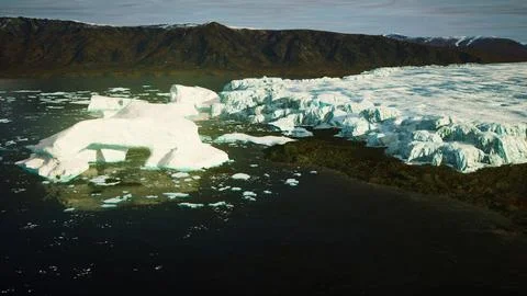 Global warming effect on glacier melting in Norway Illustrazione stock