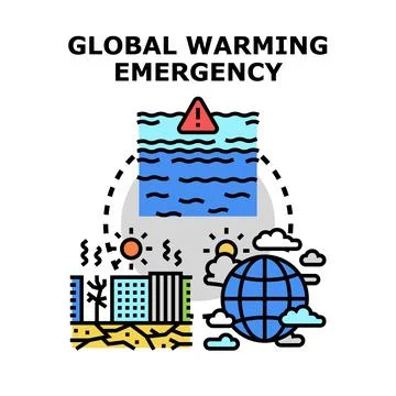 Global warming emergency causing climate change disasters Stock Illustration