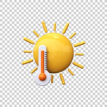 Global warming, environmental problems. 3d sun with thermometer Stock Illustration
