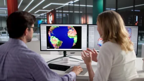 Global Warming Expert Analyses Climate Data Stock Footage 322848073
