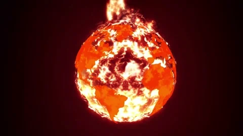 Global Warming Fire Ball in the Globe 4K Background. Latest Global Warming Stock Footage 136628591