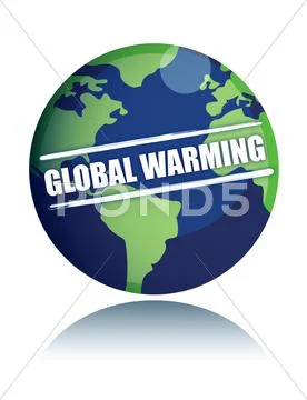 Global warming globe with sign illustration Stock Illustration