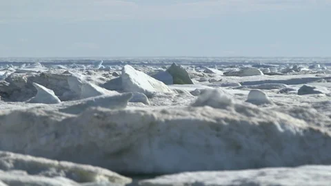 Global warming on the ice floe at the North Pole Stock Footage 104952638