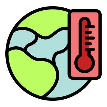 Global warming icon representing earth with high temperature Illustrazione stock