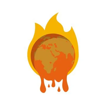 Global-warming illustration design elements. burning earth flat icon Stock Illustration