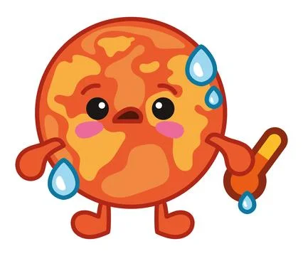 Global warming illustration of the world exploding and sweating Stock Illustration