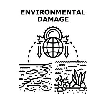Global warming impacting ecosystems causing environmental degradation damage Stock Illustration