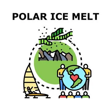 Global warming impacting polar ice melt concept Stock Illustration
