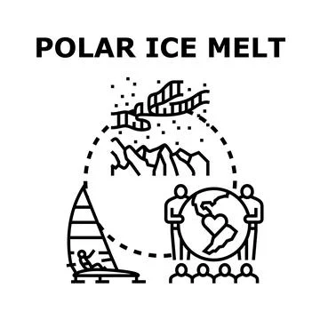 Global warming impacting polar ice melt concept Stock Illustration