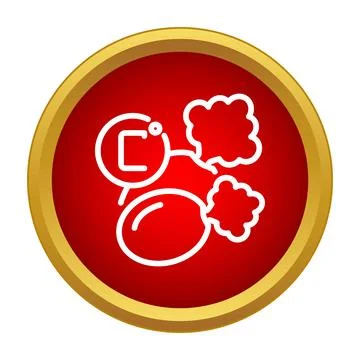 Global warming increasing celsius temperature icon on red background Stock Illustration