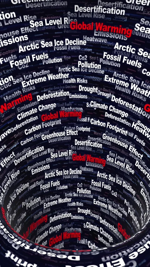 GLOBAL WARMING Keywords Animation on Tunnel Walls, Background, Loop Vídeos de archivo 345039384