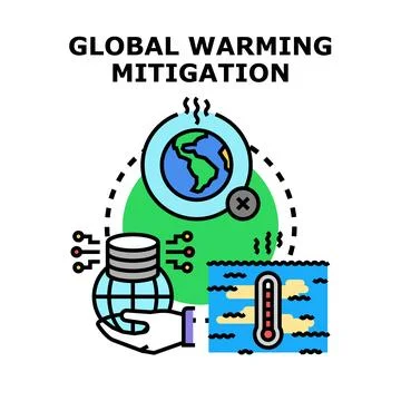 Global warming mitigation efforts protecting planet ecosystem Stock Illustration